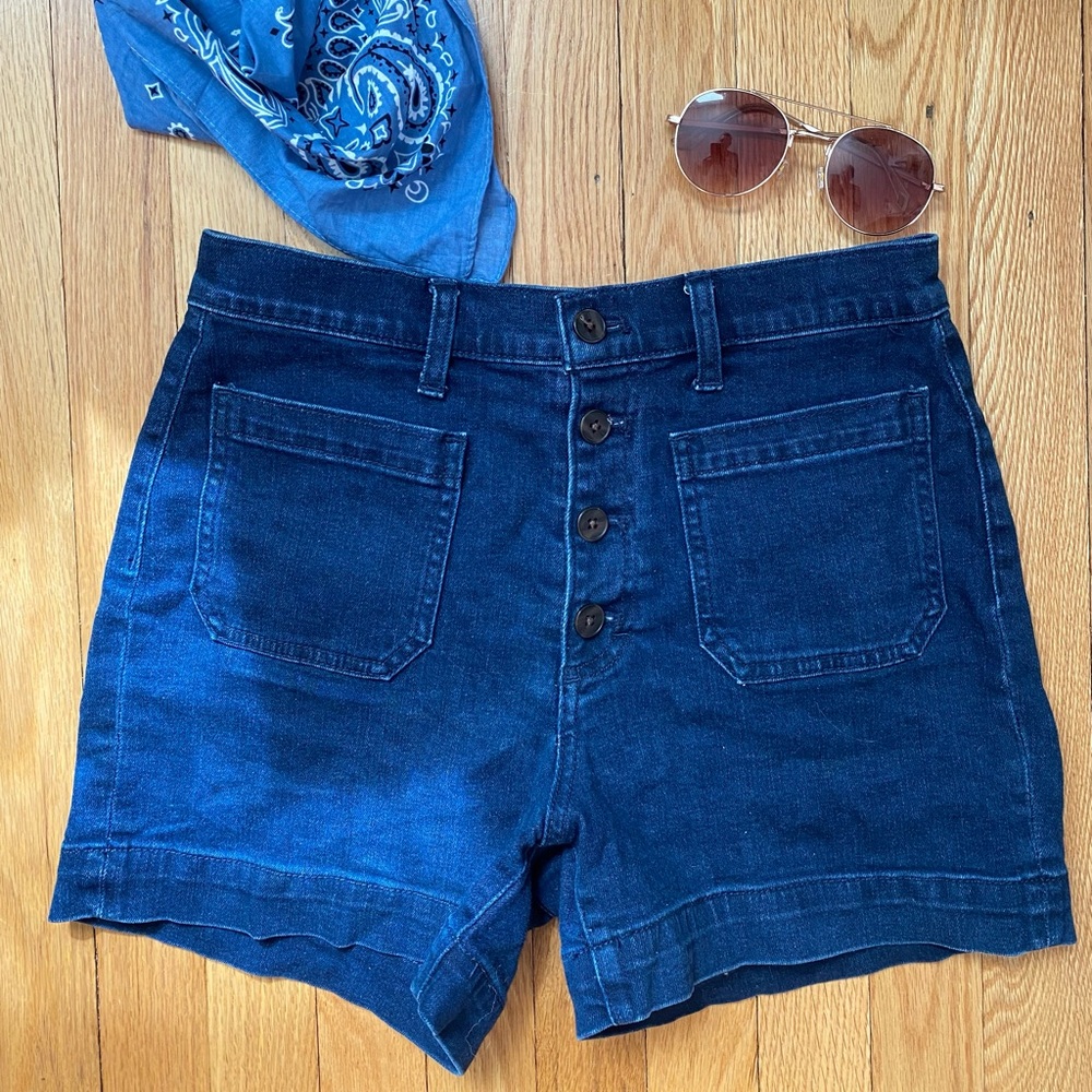 J. Crew High Rise Button-up Jean Shorts
